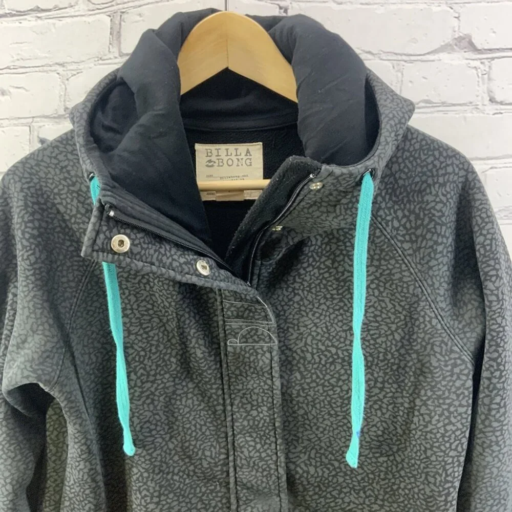 Billabong Jacket Zip Up Hooded Soft Shell Mens‎ Sz L Gray Blue Full Zip